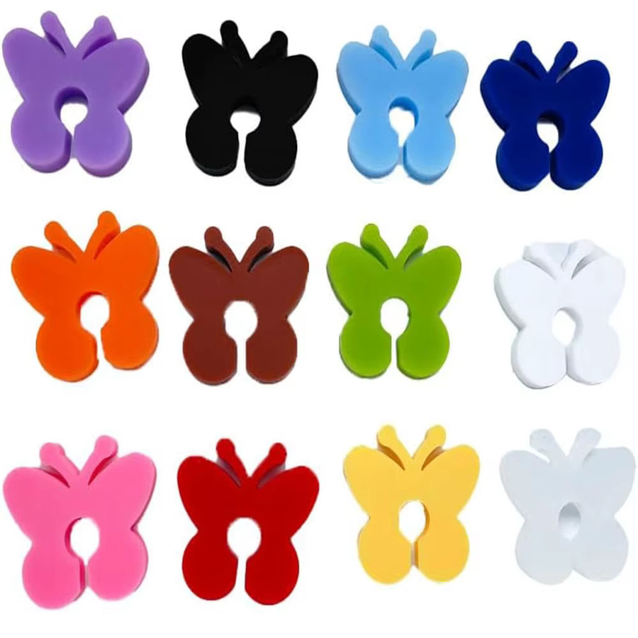 SUNFILI Set aus Weinglas-Charms und Untersetzern aus Silikon mit Schmetterlings-Design in Multicolour als Getränkemarkierung für Weinverkostungen und Partys - Bild 4