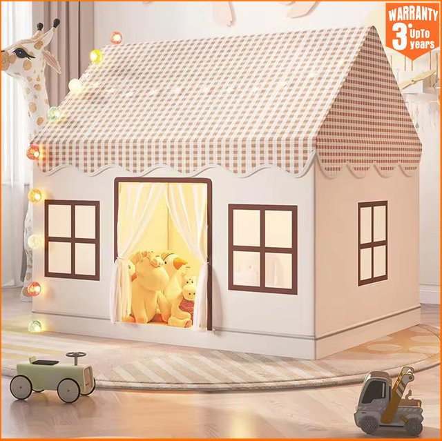 ZOCO Kinderspielzelt im INS-Stil als faltbares Traumhaus für Mädchen und Jungen in Beige - Bild 1