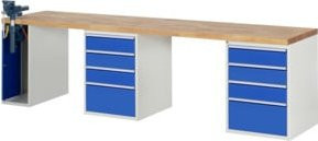 Rau Werkbank 7510A9 mit 8 Schubladen und Schraubstock, höhenverstellbar, B/T/H: 300 x 70 x 84 cm - Bild 1