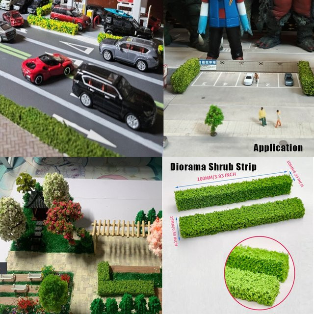 TERAYSUN Miniatur Schwamm Streifen Bush Modell, 12-teiliges Set, Grün, Natur - Bild 1