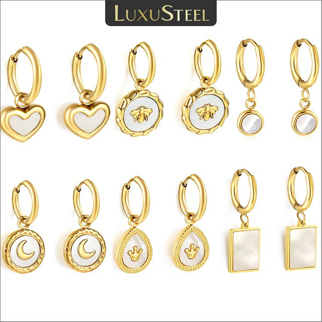 LUXUSTEEL Creolen Edelstahl, Weiß, Damen - Bild 1