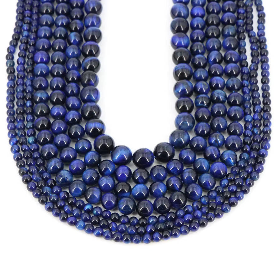 Perlen Naturstein Lapislazuli, Tigerauge, Runde Edelstein Perlen - Bild 3