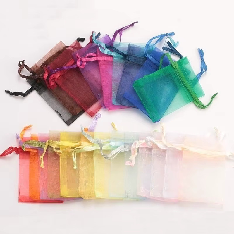 QIAO Organza Beutel Set mit 100 Stück in 16 Farben für Hochzeit, Weihnachten und Schmuckverpackung, B: 9 cm, H: 12 cm - Bild 2