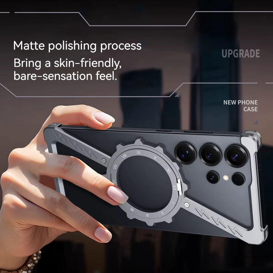 Z-förmige Aluminium Handyhülle mit 360 Grad drehbarer Halterung und Wärmeableitung für Samsung S25 Ultra und S26 Ultra in Schwarz oder Grau - Bild 2