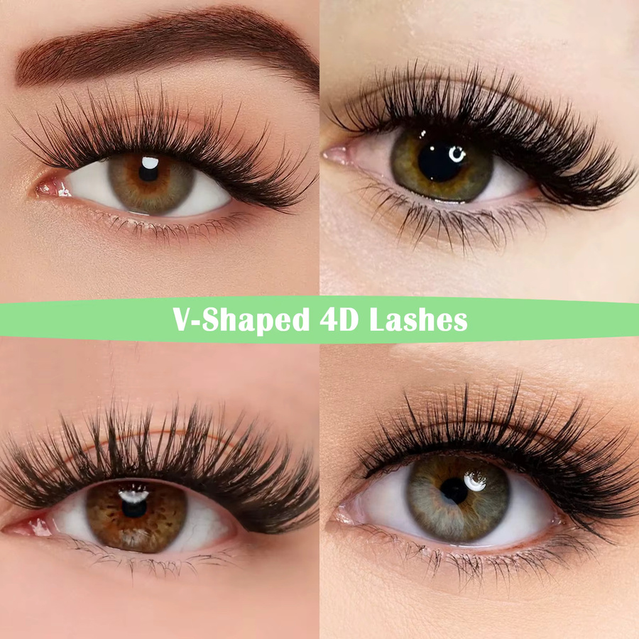 DeceMars Wimpernverlängerungen V-förmig 4D, Mattschwarz, 12 Reihen - Bild 5