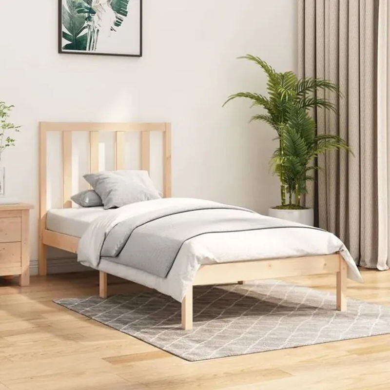 Massivholzbett Vidaxl aus Kiefer in Braun und Natur im skandinavischen Design, B/T/H: 90 x 200 cm - Bild 1