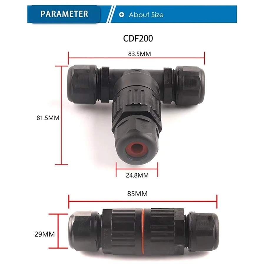 AOKIN IP68 I/T Form Wasserdichte Stecker mit 2/3/5 Pin Schnellschraub-Verbindungen für elektrische Drahtanschlüsse - Bild 4