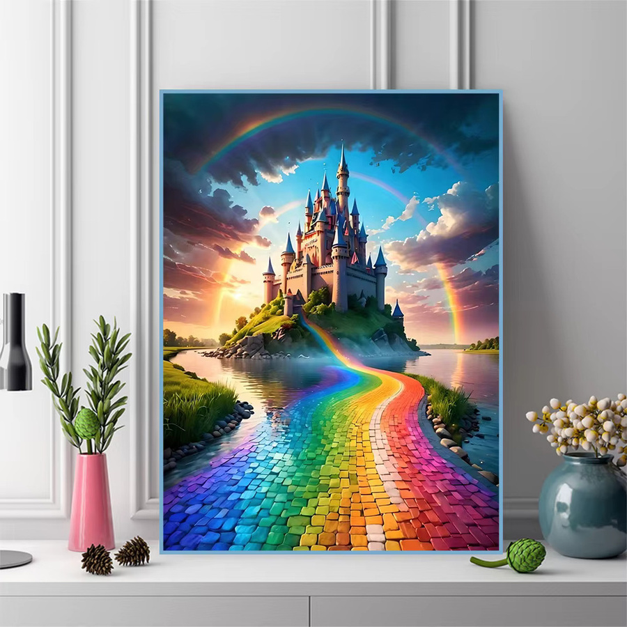 EverShine Diamant-Stickerei Schloss-Mosaik Landschaft mit Regenbogen als 5D DIY Malerei in Multicolour - Bild 3