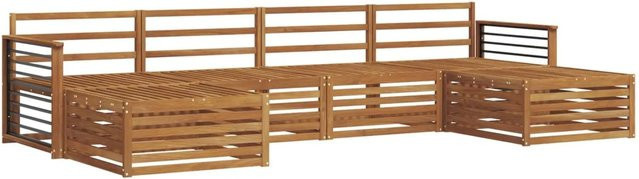 vidaXL 6-teilige Garten-Sofagarnitur aus Massivholz Akazie in Braun und Beige mit Polstern - Bild 1