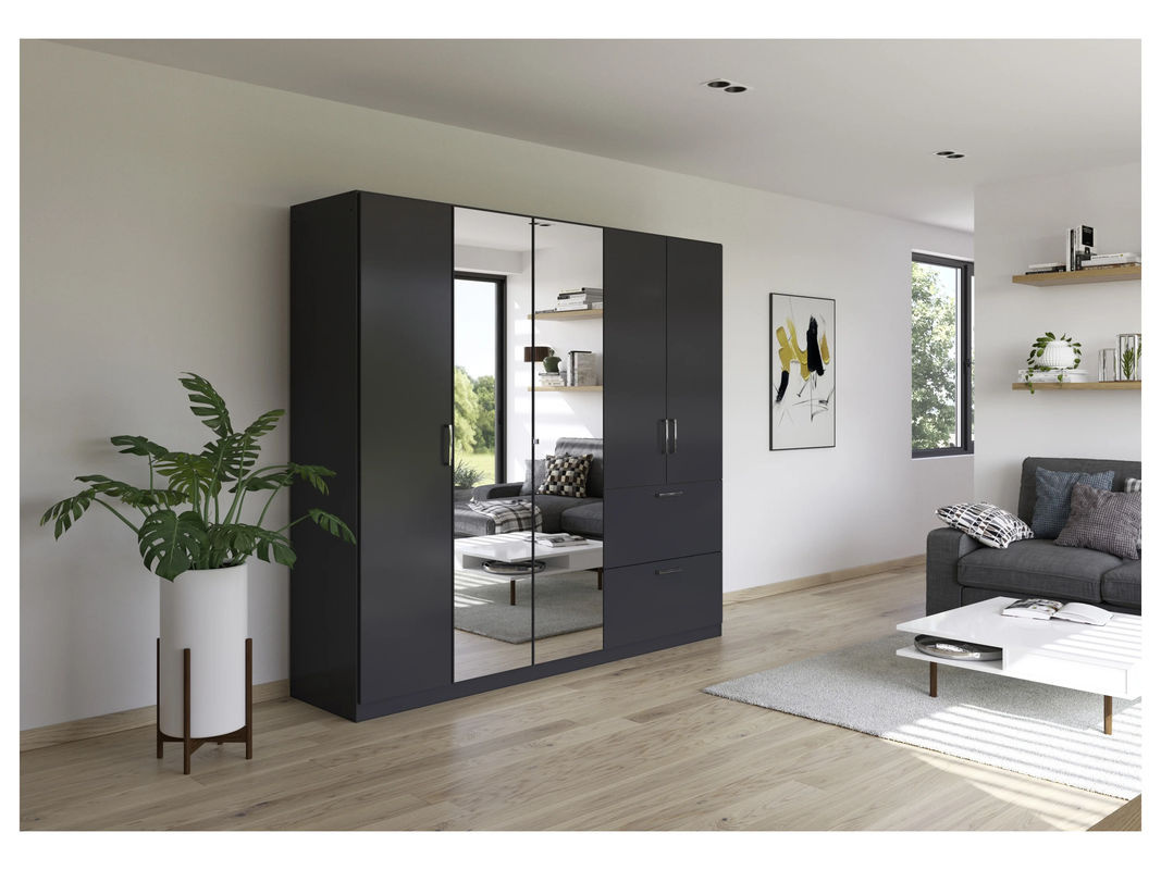 RAUCH BLUE Padua Drehtürenschrank mit integrierten Schubladen in Grau, B/T/H: 226 x 54 x 210 cm - Bild 2