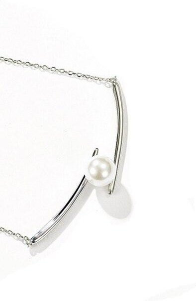 Halskette 925 Silber, Perle, Damen, minimalistisch - Bild 1