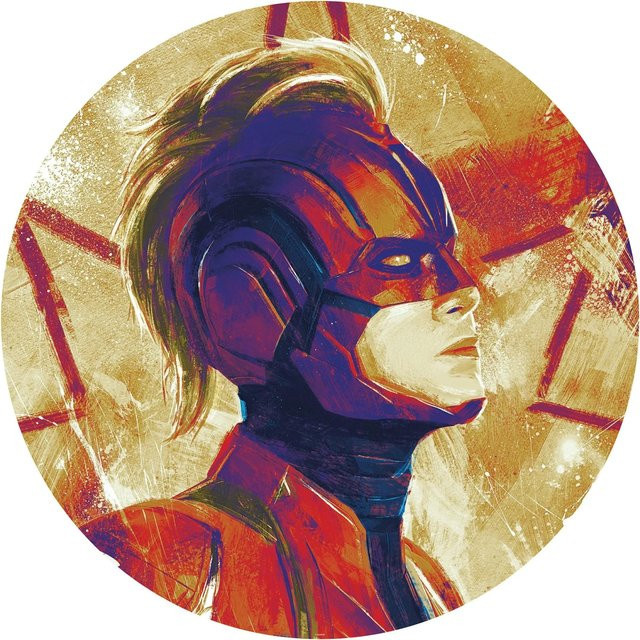 Komar Vliesfototapete Avengers Captain Marvel Helmet Multicolour Durchmesser: 125 cm - Bild 1