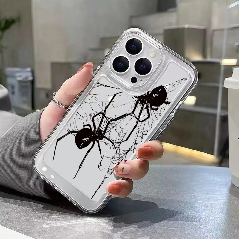 Stoßfeste Silikon-Schutzhülle mit Spinnenmuster für iPhone 11 12 13 14 15 Pro Max XS X XR 7 8 Plus in Transparent - Bild 3
