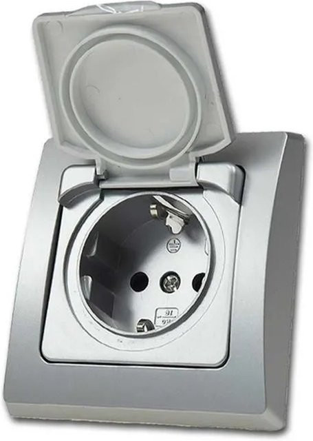 ChiliTec DELPHI Steckdose IP44 Deckel 250V 16A UP in Silber - Bild 1