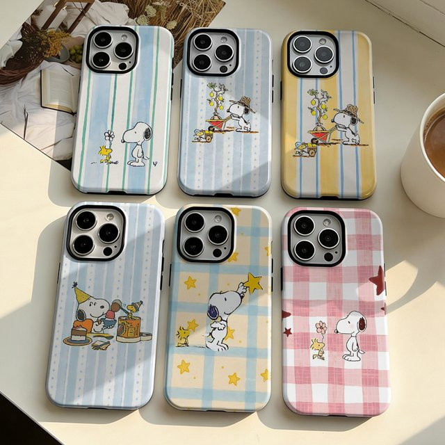 Potdemiel Handyhülle mit Cartoon Snoopies Design für iPhone, luxuriöse Doppelschicht-Rückabdeckung, multicolour - Bild 1