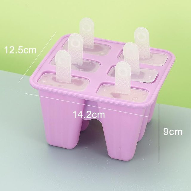 NATAWA Eiscreme-Form aus Silikon in Violett, wiederverwendbare Eiswürfelschale mit Stiel zur einfachen Entnahme - Bild 1