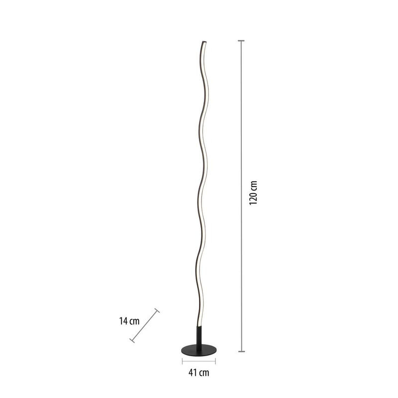 Just Light Stehlampe Wave LED in Schwarz aus Metall und Kunststoff, Höhe: 120 cm - Bild 2