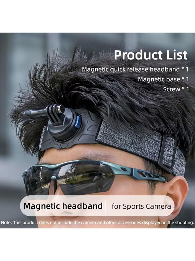 Coogens Magnetische Schnellverschluss-Kopfhalterung in Schwarz für GoPro 13/12/11, DJI Action 5 Pro/4/3 und Insta360 Sportkameras als Vlog-Zubehör - Bild 7
