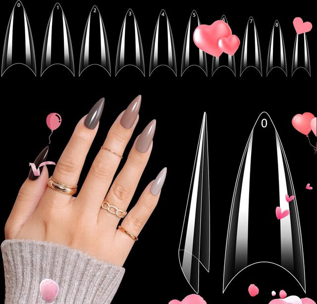 ARTAUG Kunstnägel, Gel-Stiletto, Weiß, Glänzend, 120 Stück - Bild 1