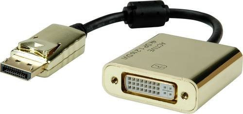Roline DisplayPort auf DVI-D Adapterkabel in Schwarz/Gold, Länge: 0,15 m - Bild 1