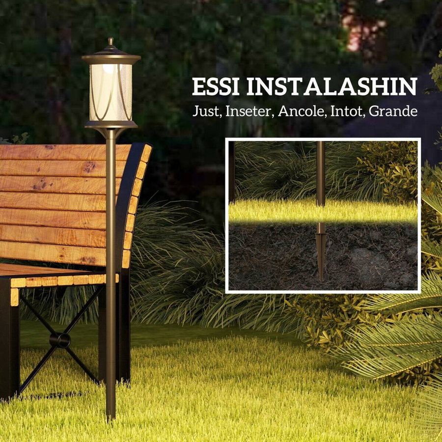 Outsunny Solar Straßenlaterne LED Schwarz mit Lichtsensor und IP44 Wasserdichtigkeit, B/T/H: 17 x 17 x 127 cm - Bild 4