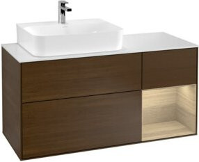 V&B Waschtischunterschrank Finion in Weiß mit offener Regalausführung, Breite: 120 cm, Tiefe: 50,1 cm, Höhe: 50,1 cm - Bild 1