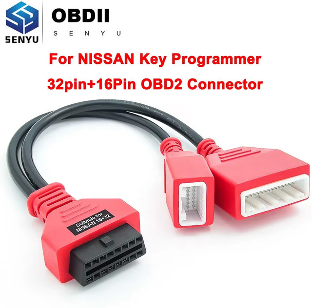JFIND Nissan Gateway Adapter 32 + 16 Pin OBD2 Verlängerungskabel in Rot - Bild 1
