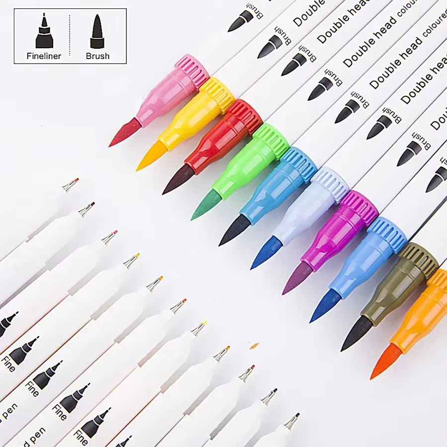 Waschbare Doppelkopf Farbmarker Set mit Brush-Spitze für Künstler und Schulbedarf in 100 Farben - Bild 2