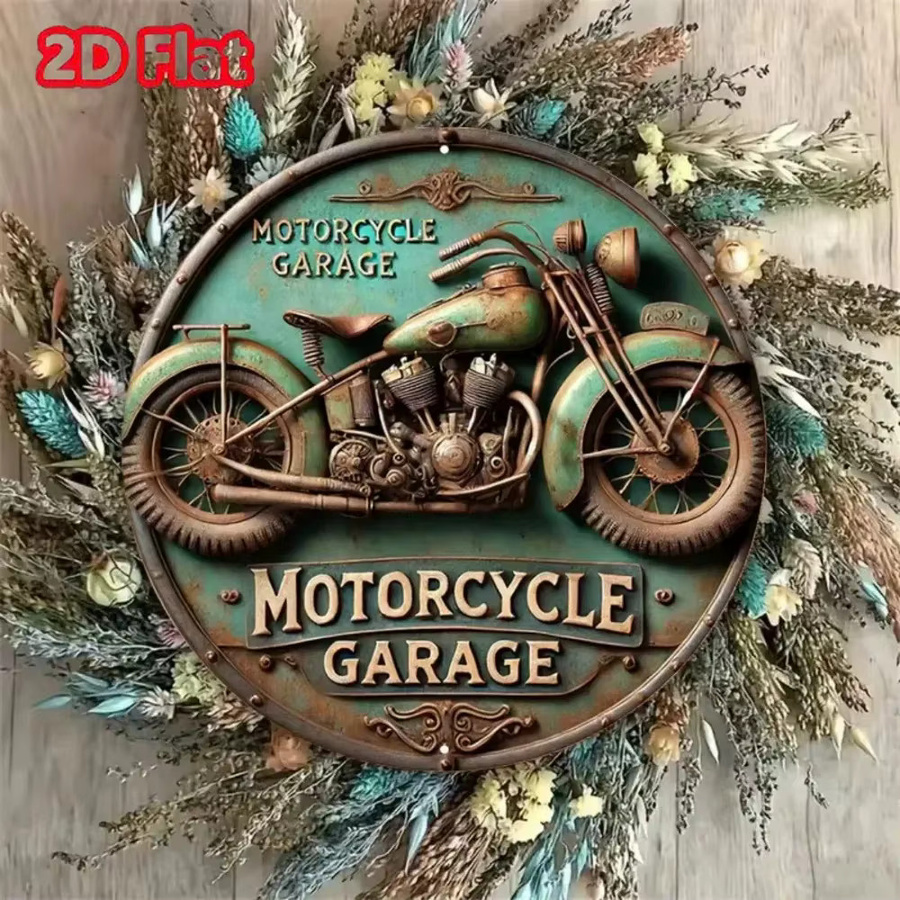 HELLOYOUNG Vintage Rundes Aluminiumschild Motorrad Retro-Metallwandkunst Durchmesser: 20 cm - Bild 3