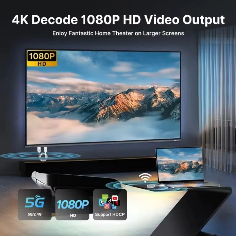 VIKEFON Kabelloser HDMI Audio-Video Sender und Empfänger Full HD 1080P@60Hz Extender-Adapter in Weiß für PS4, Kamera, Laptop, PC zu Projektor und TV mit 50m Reichweite - Bild 3