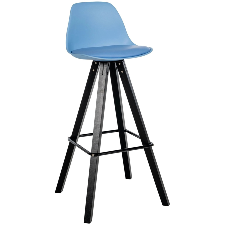 DELUKE Barhocker PALMA Barstuhl mit Lehne und Ablage in Blau und Schwarz aus Kunstleder - Bild 2