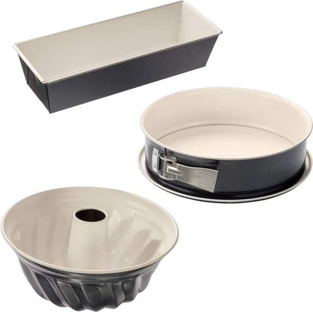 Dr. Oetker Back-Trend Backformen-Set aus Keramik, 3-teilig, Beige, Grau, Schwarz, mit Antihaftbeschichtung - Bild 1