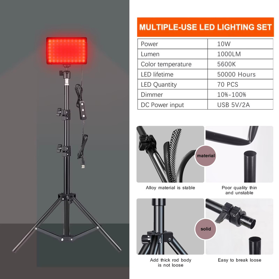 BTFOOR LED Fotografie Video Licht Panel Set mit Stativ und RGB Filtern in Schwarz für Studio, Live-Streaming und YouTube - Bild 3