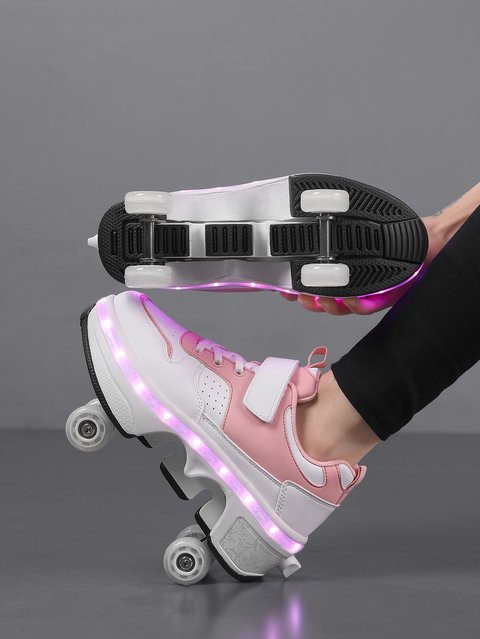 YAOSF Rollschuhe, mit vier Rädern, mit unsichtbaren LED-Lichtern - Bild 1