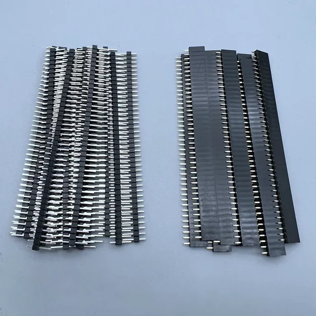 10 Stück 2,54mm 40 Pin Einreihige Männliche und Weibliche Pin Header PCB JST Stecker Streifen für Arduino DIY Kit, Schwarz - Bild 1