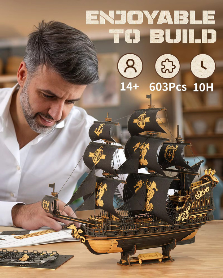 Robotime ROKR The Seahorse Barque, 3D-Holzpuzzle, ab 14 Jahren - Bild 4