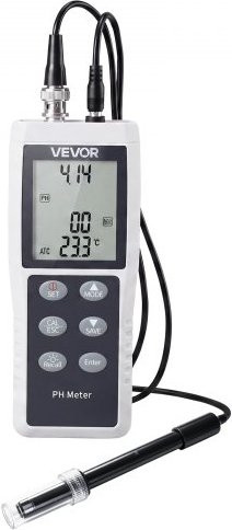 VEVOR pH-Meter mit IP68 wasserdichter Sonde, Messbereich 0–14 pH, tragbares Tester-Set mit 3-Punkt-Automatikkalibrierung, Temperatursonde und Tragetasche für Trinkwasser und Hydrokultur - Bild 1