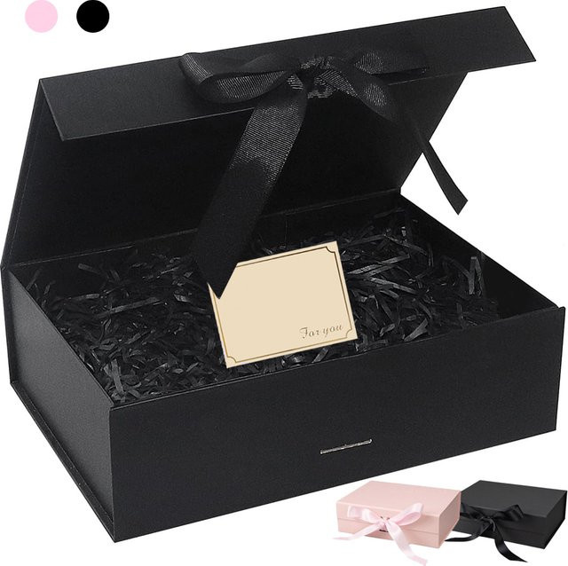 Luxuriöse magnetische Geschenkbox mit Deckel und Band in Lafite Grass mit Grußkarte - Bild 1