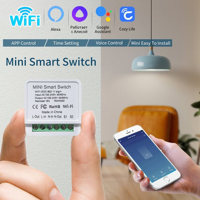 GGBEE WiFi Smart Lichtschalter Cozylife App Remote Modul in Weiß mit 2-Wege-Relais und Sprachsteuerung für Alexa und Google Home - Bild 1