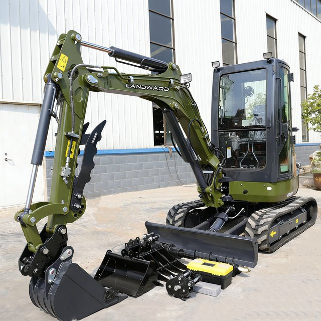 LANDWARD Mini Bagger mit 2,5 Tonnen Gewicht und Dieselmotor EPA EURO5 in Grün - Bild 1