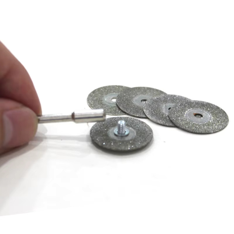 RIGWARL Diamant-Trennscheiben Set mit Verbindungsschaft, 5 Stück Mini-Diamant-Sägeblätter für Dremel und Drehwerkzeuge, Grau, Durchmesser: 22 mm - Bild 2