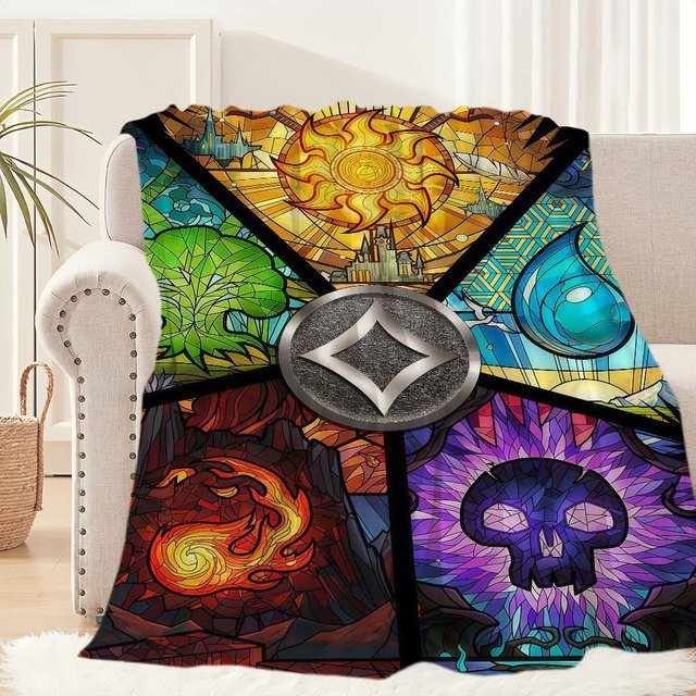 M-Magic The G-Gathering Flanelldecke in Multicolour, geometrisches Design, B/H: 76,2 x 101,6 cm - Bild 1