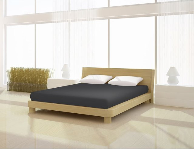 Mr. Sandman Spannbetttuch Fein Jersey de luxe in Grau, B/T: 180 x 200 cm - Bild 1