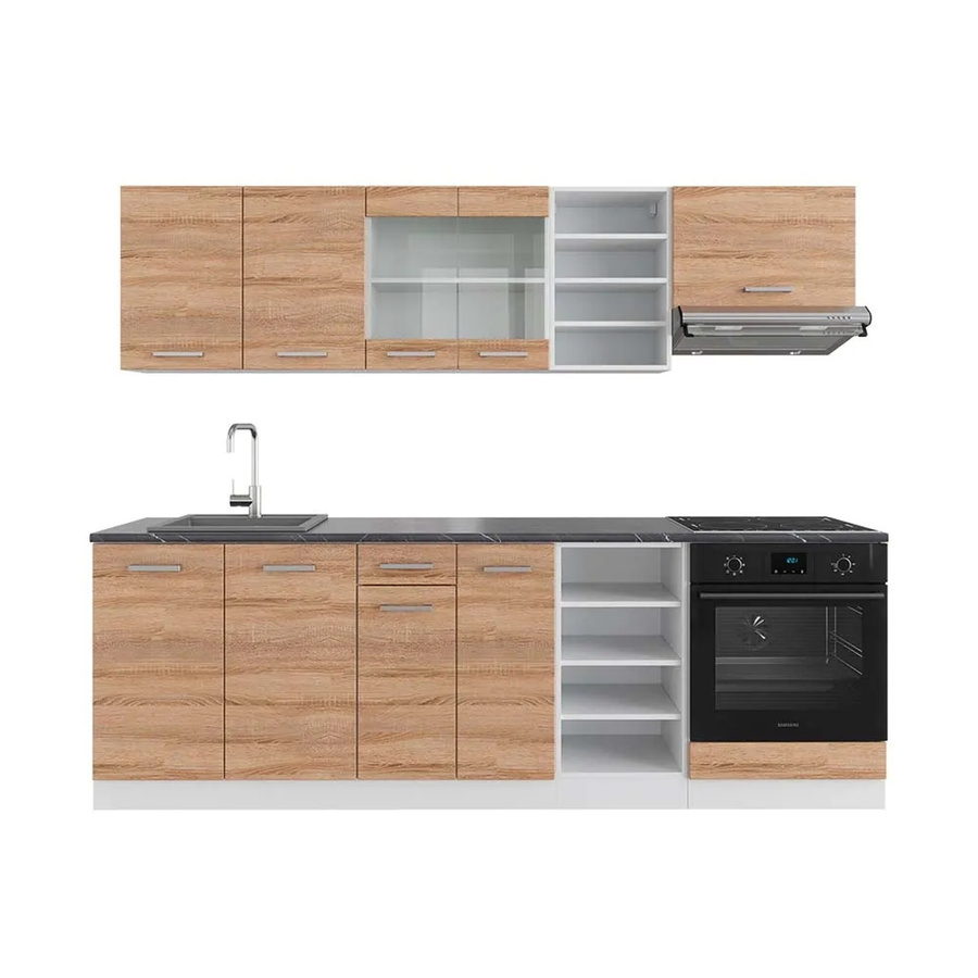 Vicco R-Line Küchenzeile Sonoma/Weiß in Anthrazit, Breite: 240 cm - Bild 2