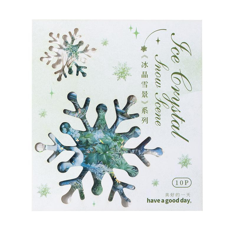 NATAWA 10 Stück Eis- und Schneewelt Sticker Set aus PET in Multicolor für Scrapbooking und Junk Journal - Bild 2