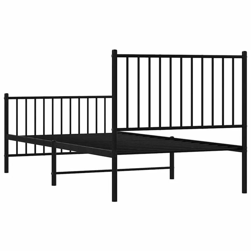 Vidaxl Metallbettgestell mit Kopfteil und Fußteil in Schwarz, B/L: 90 x 190 cm - Bild 2