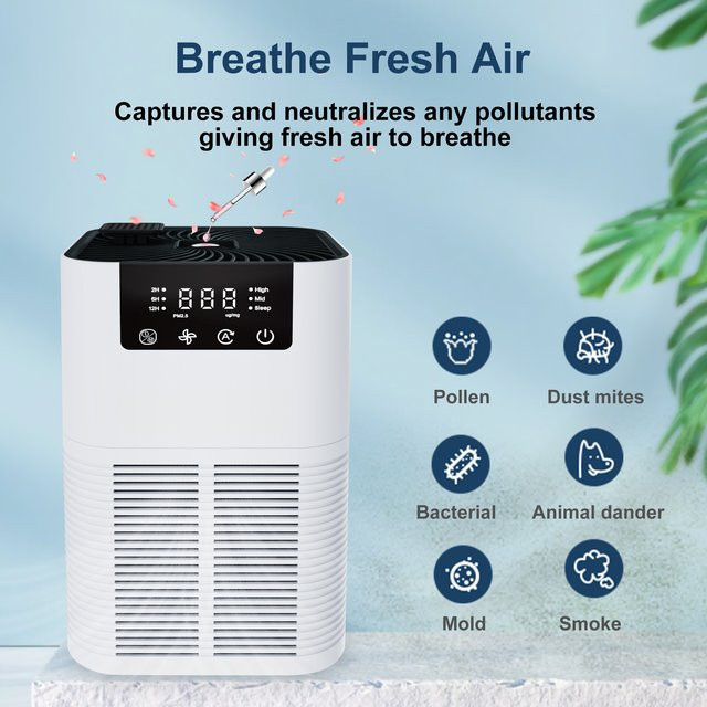 JFBONIN Luftreiniger in Weiß mit HEPA-Filter, Negativ-Ionen-Generator und Aromatherapie-Funktion - Bild 1