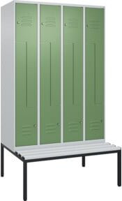 C+P Z-Spind Classic PLUS Sitzbank mit 8 Fächern und Zylinderschloss, B/T/H: 212 x 120 x 81,5 cm, Farbe: Grau/Grün - Bild 1