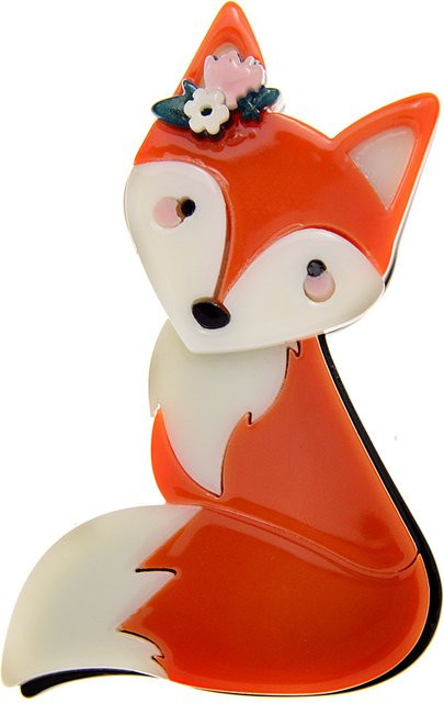 shmik Brosche, Acryl, Cartoon Fuchs, Unisex - Bild 1