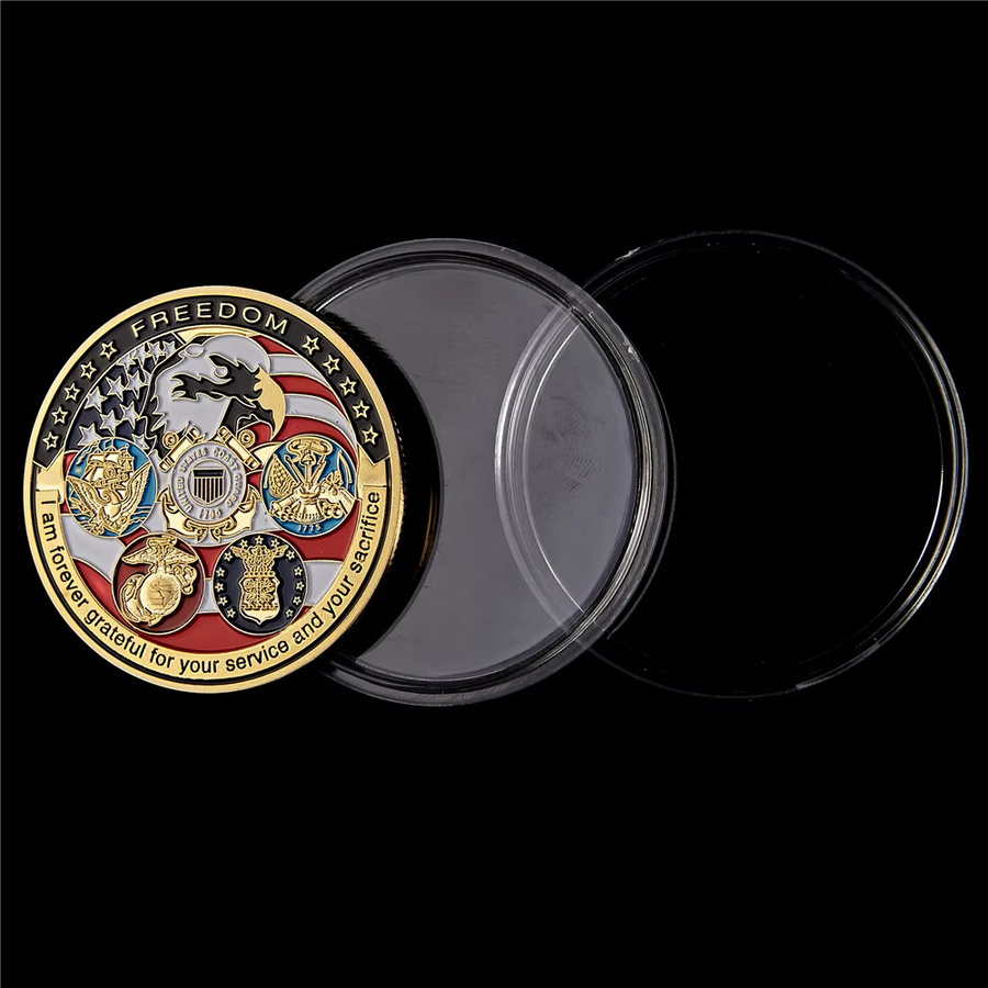 SMJY Challenge Coin Collection Freedom Eagle Gold Plate aus Metall für USA Navy USAF USMC Army Coast Guard - Bild 2